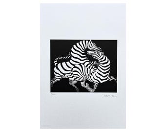 VICTOR VASARELY - Zebras - signed, numbered edition 90/500, 35 x 50 cm, #victorvasarely #artgift #artprint #artwall #opart