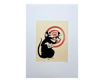 LOVE RAT（RED Ver.) BANKSY - Love Rat - Numbered Edition 124/150, 50 X 70 Cm, #banksy