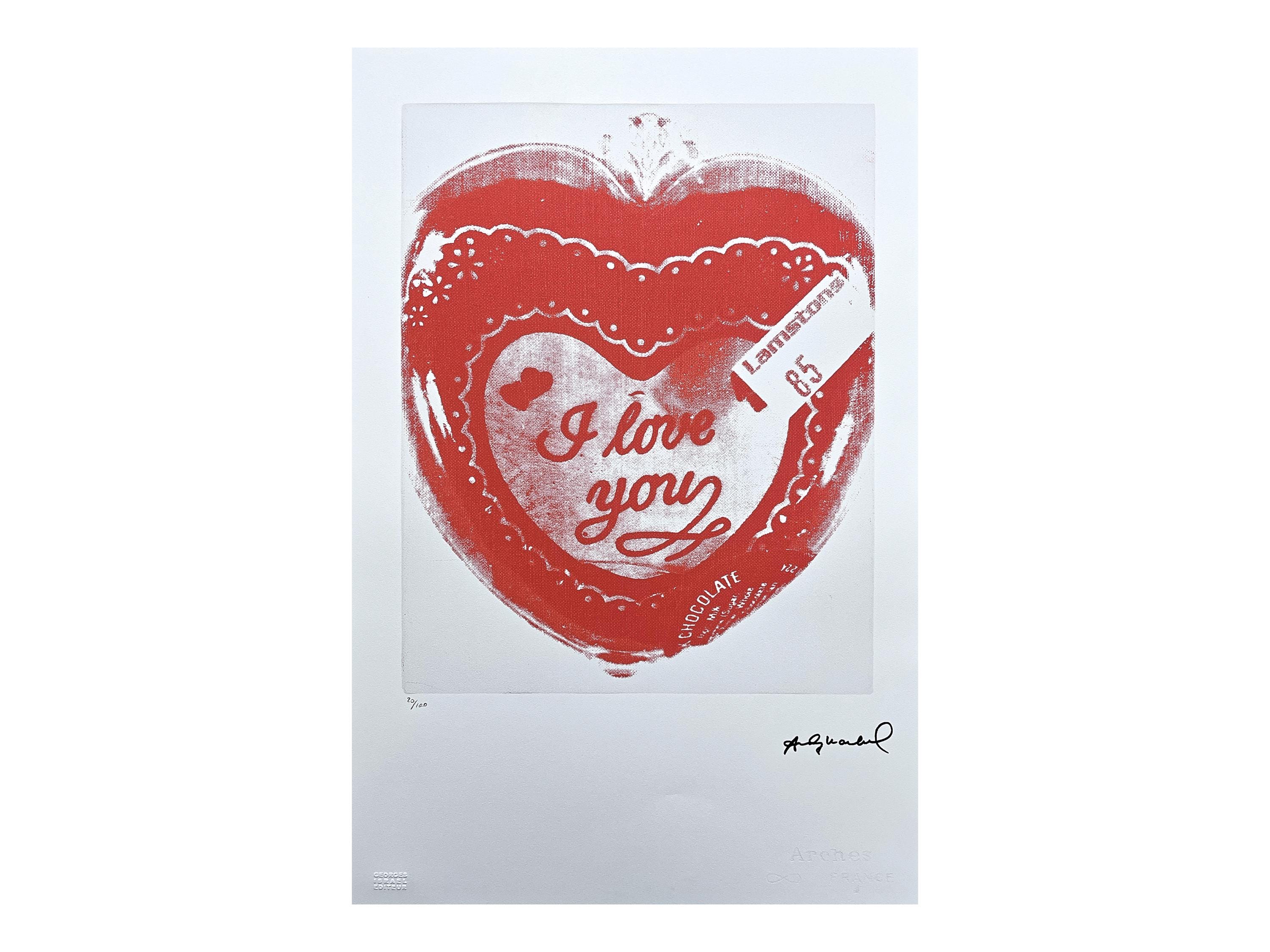 ANDY WARHOL - I Love You - Signed, Numbered Edition 20/100, 38 X