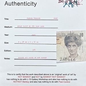 BANKSY/NOT BANKSY - Flower Thrower - Original Spray Paint, Certificate