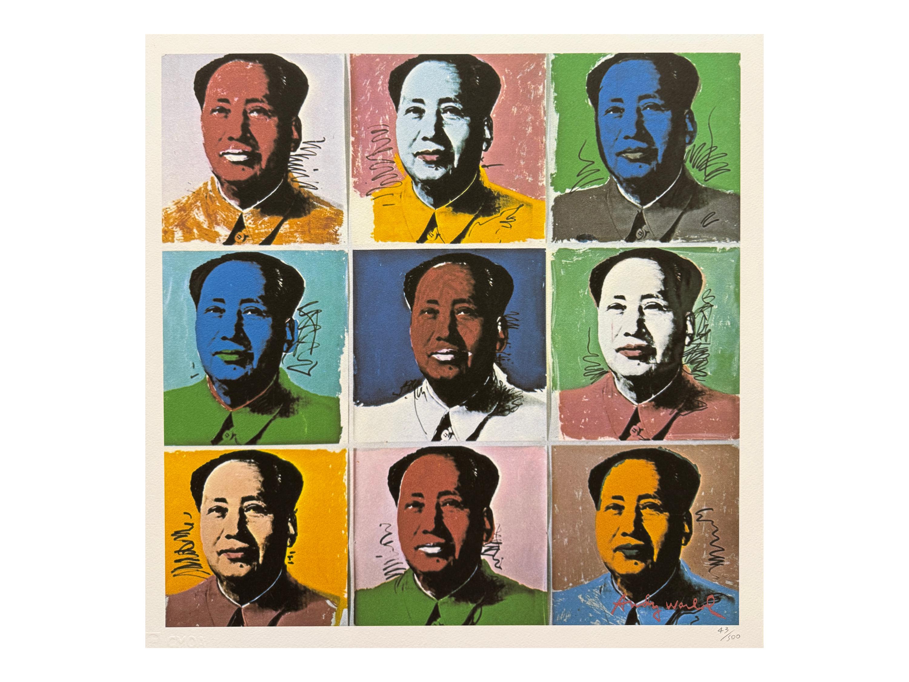 アンディ・ウォーホル - 毛沢東 - サイン入り、限定版43/500、50 x 50