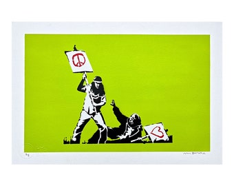 BANKSY/NOT BANKSY - Peace Vs Love - Original Spray Paint
