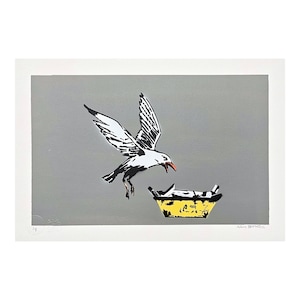 BANKSY/NÃO BANKSY - Gaivota Swooping - Tinta spray original, certificado (coa), assinado, edição limitada 1/5 #banksy #nãobanksy #arte