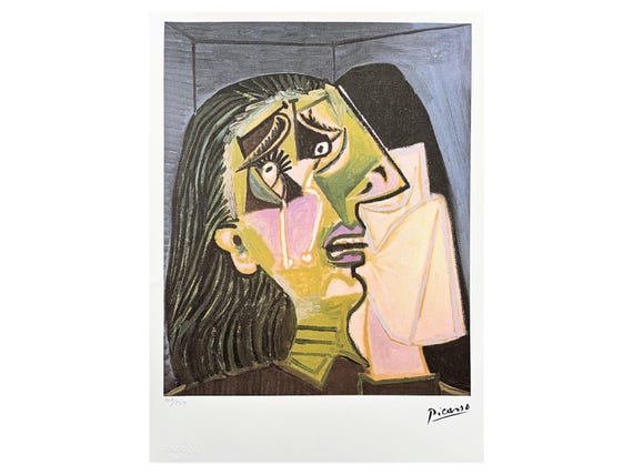 パブロ・ピカソ - 緑の衣を着た泣く女性 - 署名入り、限定版 100/250