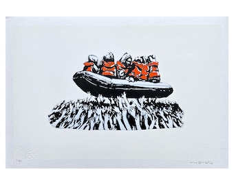 BANKSY/NOT BANKSY - Migrant Crisis - Original Spray Paint
