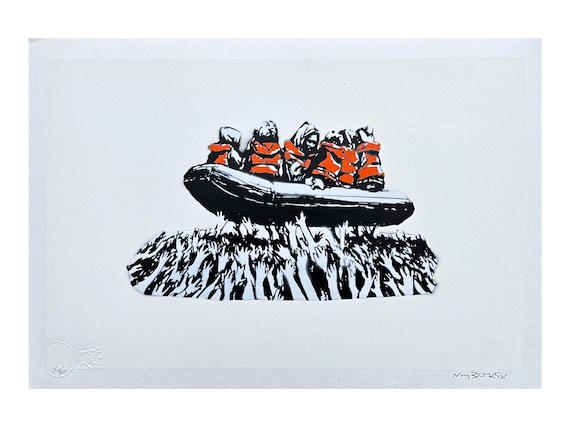 BANKSY/NOT BANKSY - Migrant Crisis - Original Spray Paint