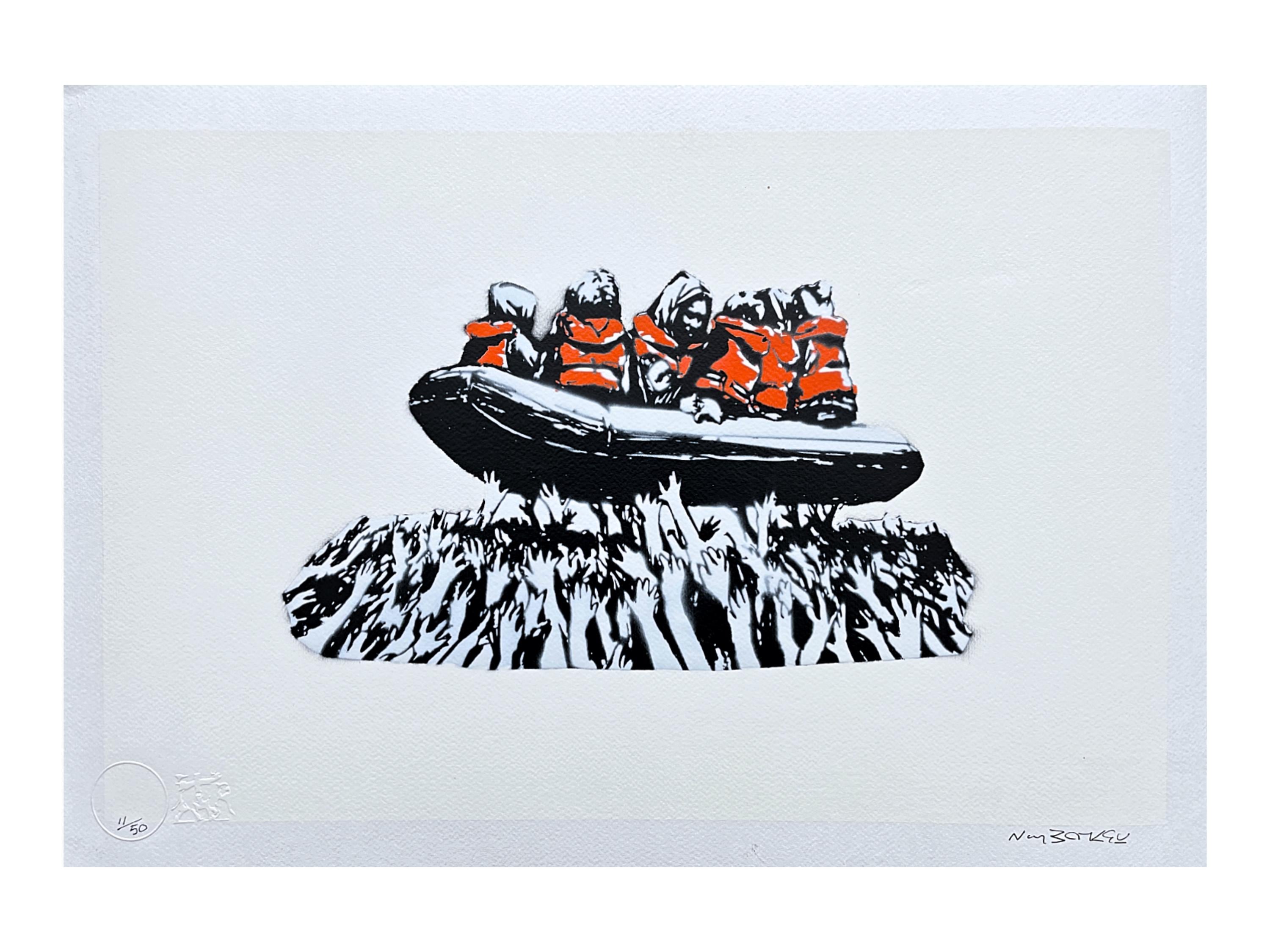 BANKSY/NOT BANKSY - Migrant Crisis - Original Spray Paint