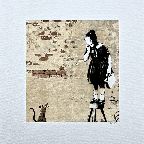 BANKSY "Girl and Mouse" signed, certificate (coa), limited edition 67/150, 50 x 70 cm, #banksy #lithographs #print #banksyart #streetart