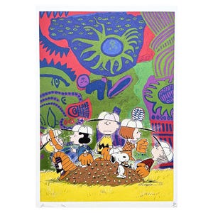 DEATH NYC - Charlie Brown com amigos - assinado, certificado (coa), edição limitada, datado, 32 x 45 cm,#deathnyc #arte #giclée
