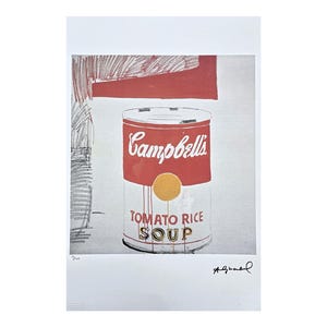 ANDY WARHOL - Cambell&#39;s soup can - Tomato rice - signed, numbered edition 23/100, 38 x 56 cm, edition Leo Castelli #warhol #popart #artwall