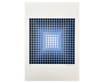 VICTOR VASARELY - Permutations blue - signed, numbered edition 111/500, 35 x 50cm #victorvasarely #artwall #artprint #opart #artgift