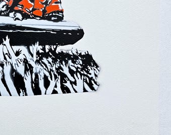 BANKSY/NOT BANKSY - Migrant Crisis - Original Spray Paint