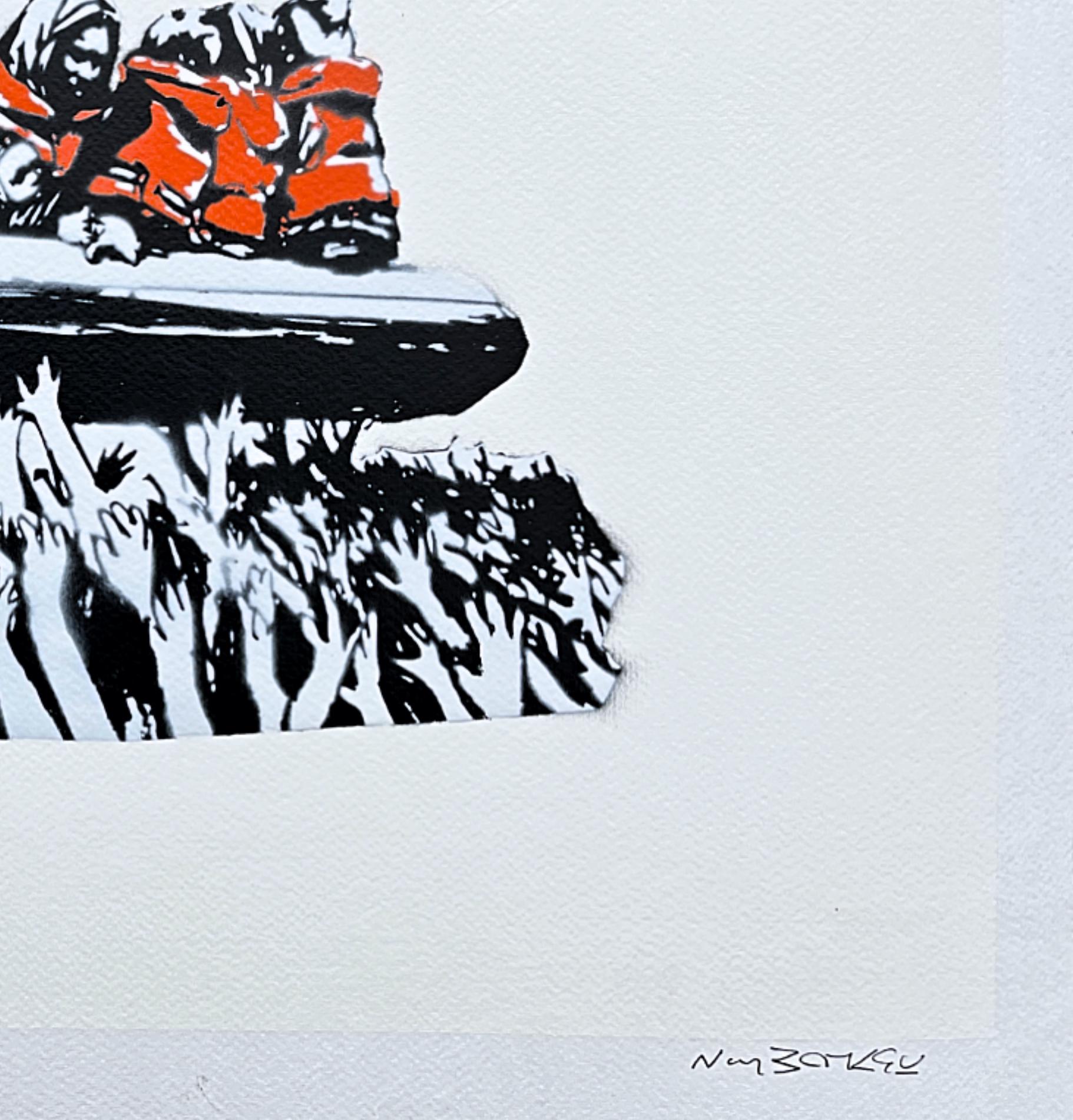 BANKSY/NOT BANKSY - Migrant Crisis - Original Spray Paint