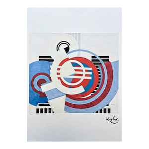 FRANTIŠEK KUPKA (after) - White on blue and red - signed, numbered edition 61/350, 50 x 70 cm, #frankkupka #artgift #abstract #artwall