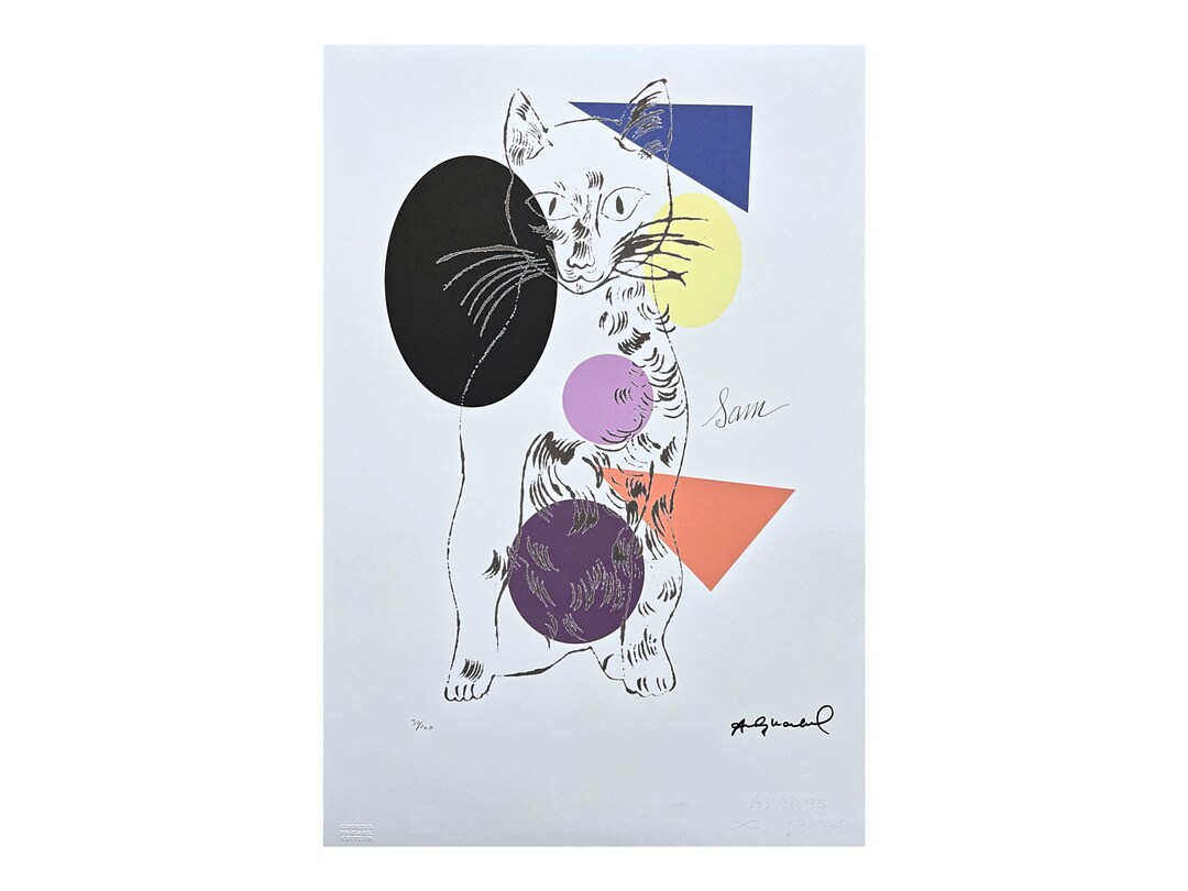 Lithographie Andy Warhol - Cat Sam - Signée Avec Certificat Leo Castelli