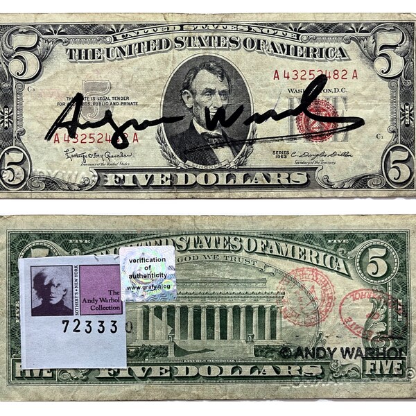 ANDY WARHOL - signiert und zertifiziert fünf Dollar 1963