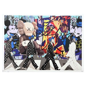 DEATH NYC - Beatles na Abbey Road com Mickey - assinado, certificado (coa), numerado - edição limitada, datado, 45 x 32 cm, #deathnyc #giclée