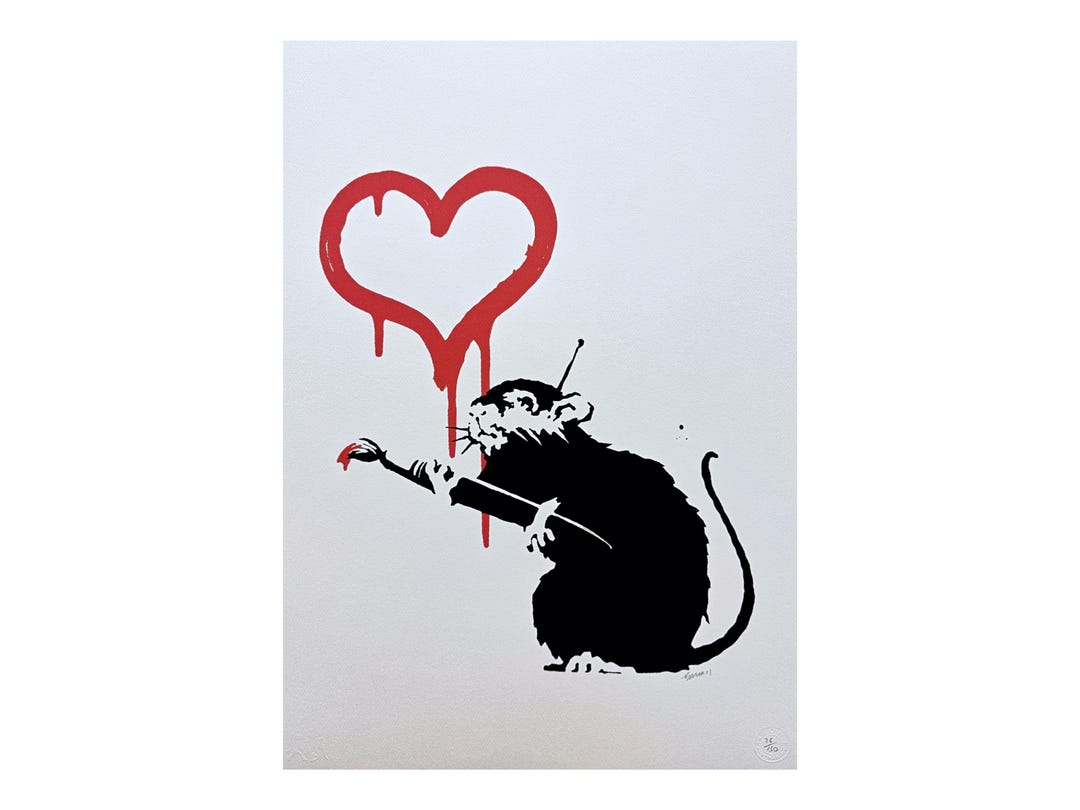 BANKSY - Love Rat - Numbered Edition X/150, 50x70 Cm #banksy