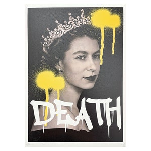 MORTE NYC - Rainha Elizabeth II. - assinado, certificado (coa), numerado - edição limitada, datado, 32 x 45 cm, #deathnyc #arte #giclée #impressão