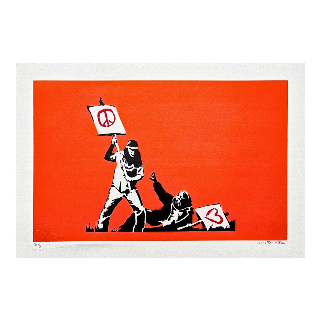 BANKSY/NOT BANKSY - Peace Vs Love - Original Spray Paint