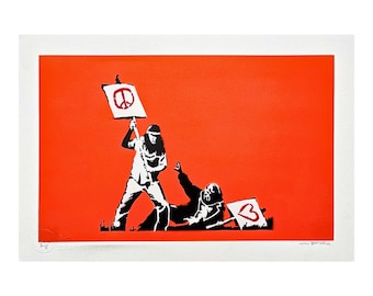 絵画 NOT BANKSY BANKSY/NOT BANKSY - Peace Vs Love - Original Spray Paint
