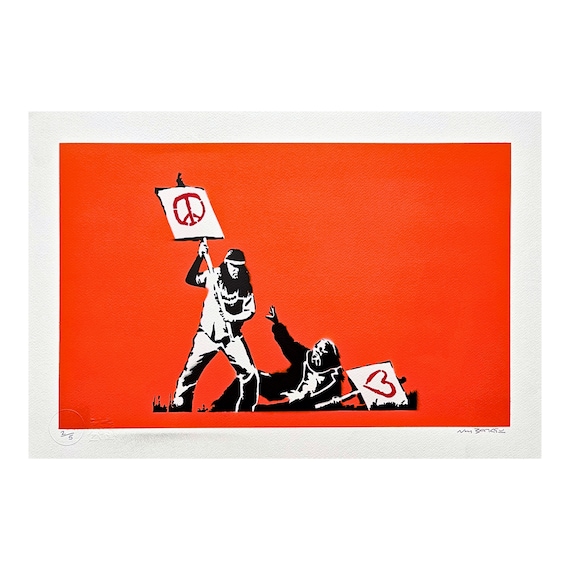 BANKSY/NOT BANKSY - Peace Vs Love - Original Spray Paint