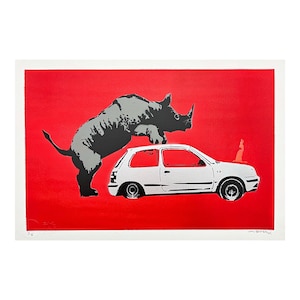 BANKSY/NOT BANKSY - Rhino Love- Original Spray Paint, Certificate