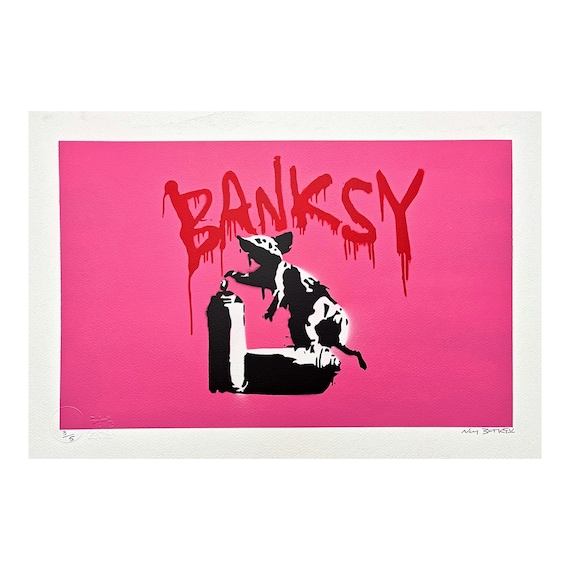 版画 NOT BANKSY /  Riot Not New Not Banksy FAKE! JAPANESE IMPORT Paint Rat Signed Art
