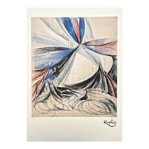 FRANTIŠEK KUPKA (after) - Composition blue and orange - signed, numbered edition 58/350, 50 x 70 cm, #frankkupka #kupka #artwall #artgift