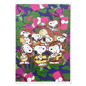 DEATH NYC - Snoopy e Bart Simpson - assinado, certificado (coa), edição limitada, datado, 32 x 45 cm,#deathnyc #arte #giclée
