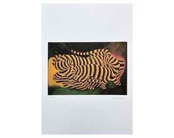 VICTOR VASARELY (After) - Two Tigers - signed, numbered edition 135/500, 35 x 50 cm, #victorvasarely #artwall #artprint #opart #artgift