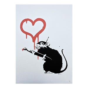 BANKSY - Rata del amor - Edición numerada 18/150, 50 x 70 cm #banksy #lámina #arteurbano #artebanksy #muraldearte #regalodearte #rata