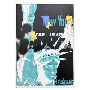 DEATH NYC - Estátua da Liberdade com Simpsons - assinada, certificado (coa), edição limitada, datada, 32 x 45 cm,#deathnyc #arte #giclée