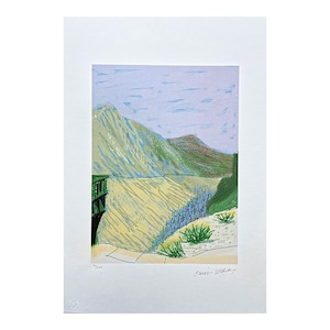 DAVID HOCKNEY - Mountains with green building - signed, numbered edition 90/500, certificate, 35x50 cm, #artwall #artgift