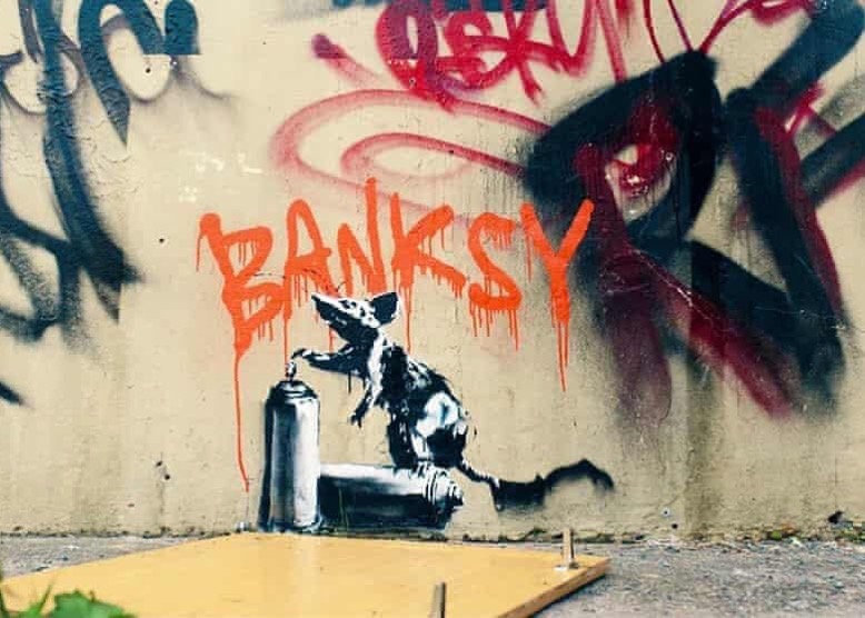 BANKSY/NOT BANKSY - Rat With Spray Cans - Original Spray Paint