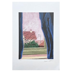 DAVID HOCKNEY - View from the window with blue curtains - signed, numbered edition 80/500, certificate, 35x50 cm, #artwall #artgift