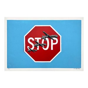 Banksy/not banksy - Stop Drones - Original Sprühlack, Zertifikat (Coa), signiert, lim. ausgabe 2/10 #banksy #notbanksy #streetart