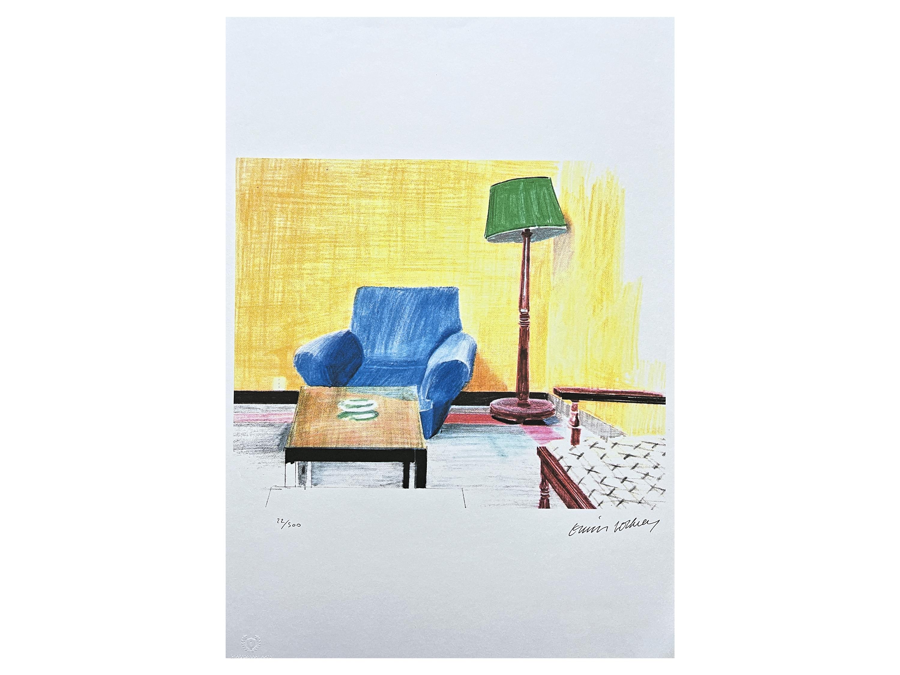 DAVID HOCKNEY - Armchair, Table and Lamp - Signed, Numbered