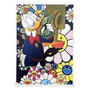 DEATH NYC - Pato Donald - assinado, certificado (coa), edição limitada, datado, 32 x 45 cm,#deathnyc #art #giclée