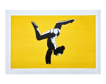 BANKSY/NOT BANKSY - Handstand Gymnast - Original spray paint, certificate (coa), signed, limited edition 10/10 #banksy #notbanksy #streetart