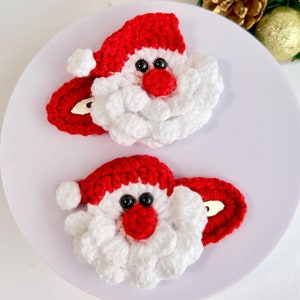 Weihnachtsmann-Haarspange, gestrickte Weihnachtshaarnadel für Neujahrspartys / handgemachte Click Clak, Weihnachts-Haarspangen, Snap-Clip-Kopfbedeckungszubehör