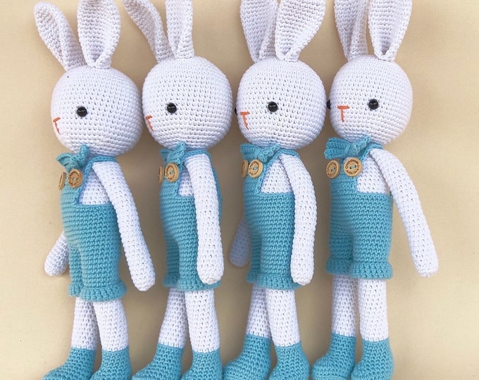 Easter Bunny Decorative Soft Huggable Stuffed Sleeping Safety Friend. Handmade Ecofriendy Plush Toy for Babyshower, New Mum, Niece, Daughter