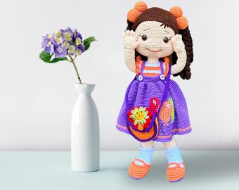 Emily Personalised Crochet Doll for Girl Ecofriendly Organic Cotton Baby Doll for Preschooler Birthday Gift for Daughter Niece Toddler Girls