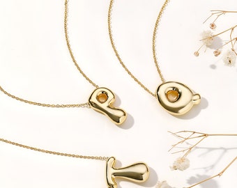 Collar de letras Plain Bubble-collar de monograma personalizado-joyería personalizada-idea de regalo popular-regalos para ella, regalos para novia, cumpleaños