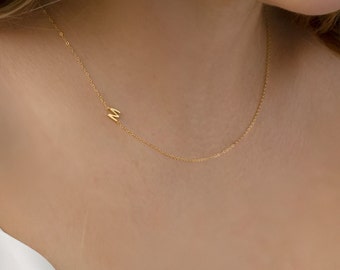 14k Gold Minimal Personalised Letters Gold-plated Collarbone Necklace-dainty name necklace - custom letters necklace- gift for her