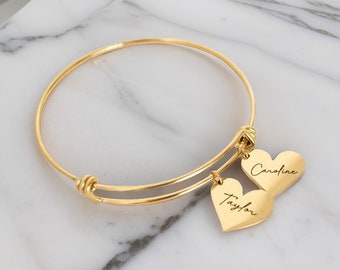 Custom Names Bangle Bracelet-Personalised Name Bracelets-Custom Dates Engraved Bracelet-Custom Message Bracelet-Gifts For Her