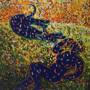Mimmo Germanà belangrijk olieverfschilderij op doek van groot formaat, vergezeld van het Algemeen Archief van Werken, tentoongesteld in verschillende tentoonstellingen.