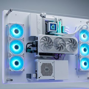 F-CASE 6 ATX RAL / open pc-behuizing / testbank / open pc - wandmontage / 2 x AIO 360, 4 mm glas, 11 kg gewicht, krachtige behuizing!