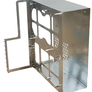 P-CASE 1 ATX RAW / testbank / open pc horizontaal-verticaal / meubel-pc / binnenkant / verzinkte massieve metalen plaat