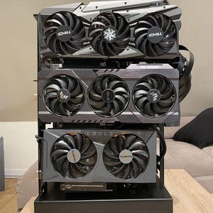 M-CASE 4 - 6 xGPU e-atx RAL / banco de pruebas / PC abierto - 4xGPU / IA / criptografía, laboratorio doméstico, diseño único
